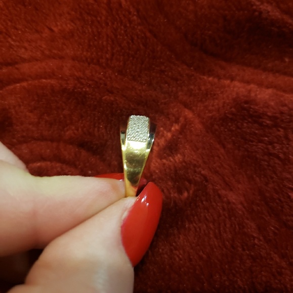 14K Gold ~ White & Yellow Gold Ring with Diamonds - Picture 7 of 8